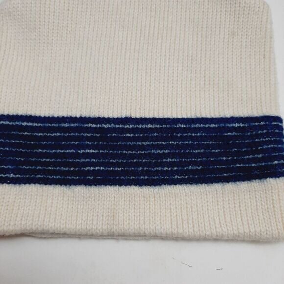 Retro 80's GORDINI 100% Wool Intarsia Stripe Pattern Knit Beanie Hat White OS - Picture 7 of 15